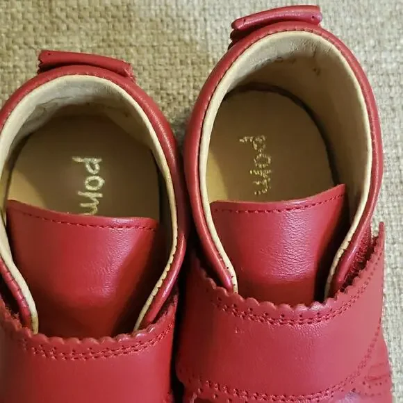 Pom Pom Beginners 6 Scallops Red Baby Leather Size 23 Danish Design Soft Durable - Picture 8 of 9